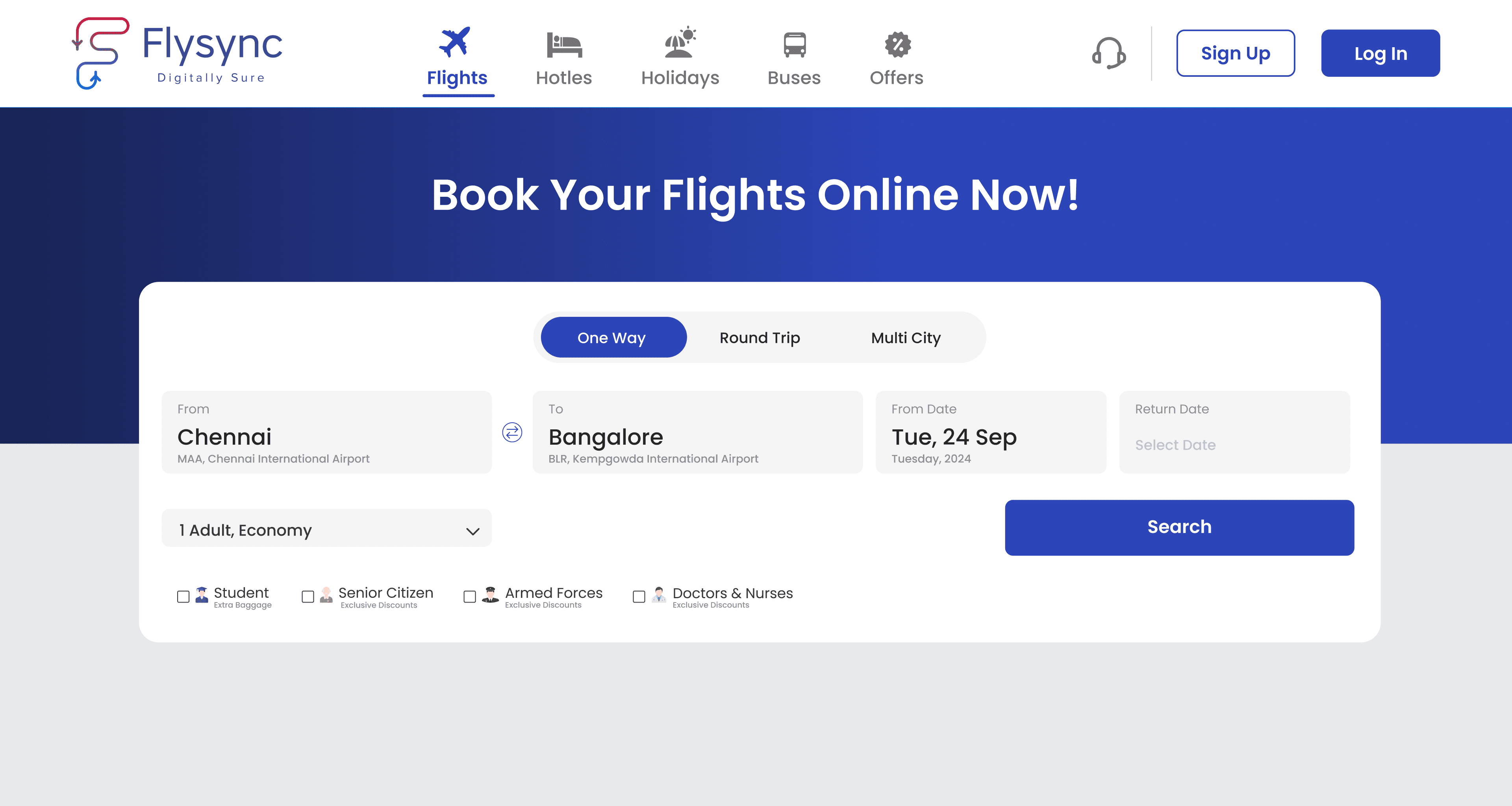 Flysync B2C online travel booking platform
